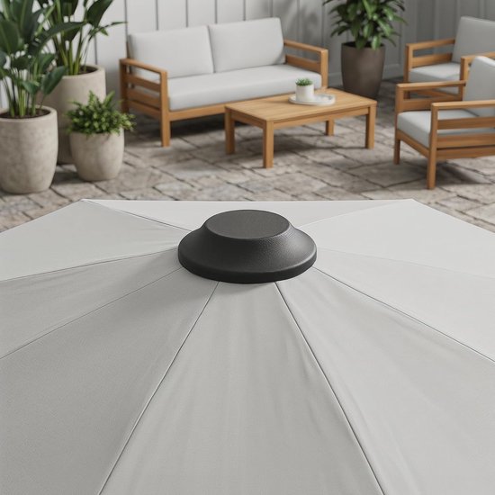 4 Stuks Delige Waterdichte Parasol Topkap Universele Vervanging voor Zonneschermparaplu Uv-bestendige Kunststof Beschermhoezen tegen Lichtgrijs — afbeelding 3
