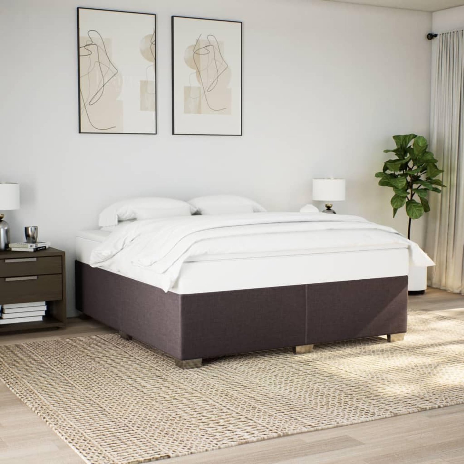 polyesterweefsel bedframe met lattenbodem donkerbruin 180x200 cm