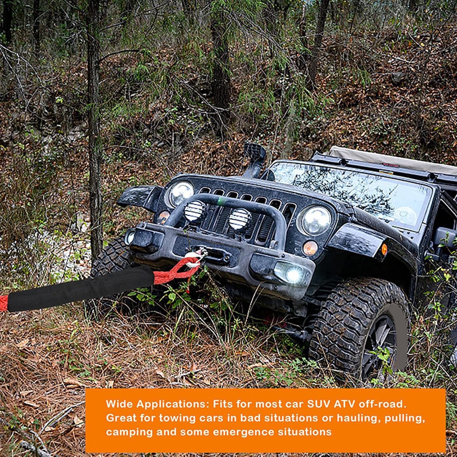 Liertackle Katrolsysteem Touwbeugelset voor SUV UTV-aanhangwagen, Hoge Taaiheid Nylon Touwbeugel Aluminium Katrol