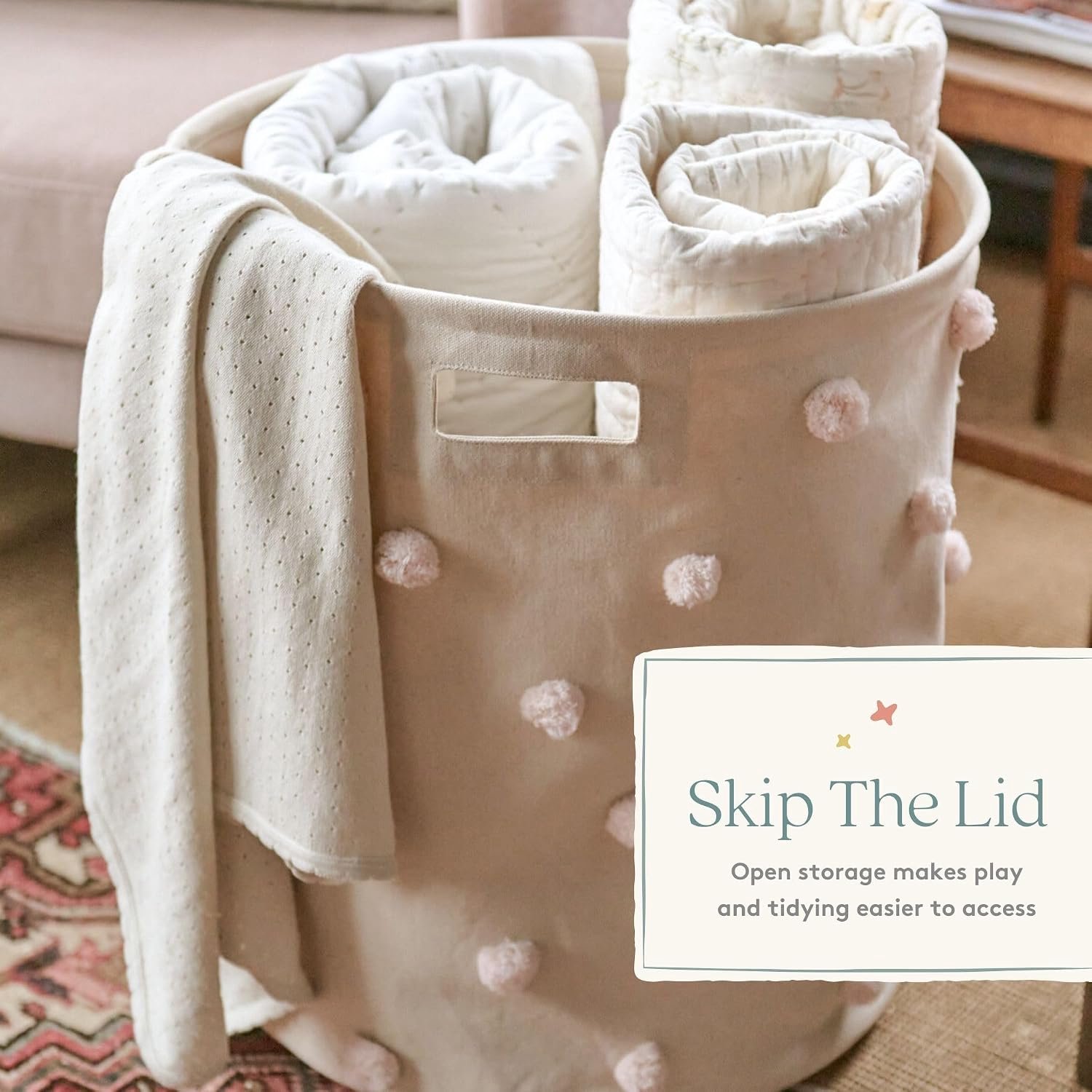 Pehr zeer grote mand, Hamper Pom Pom, lichtroze