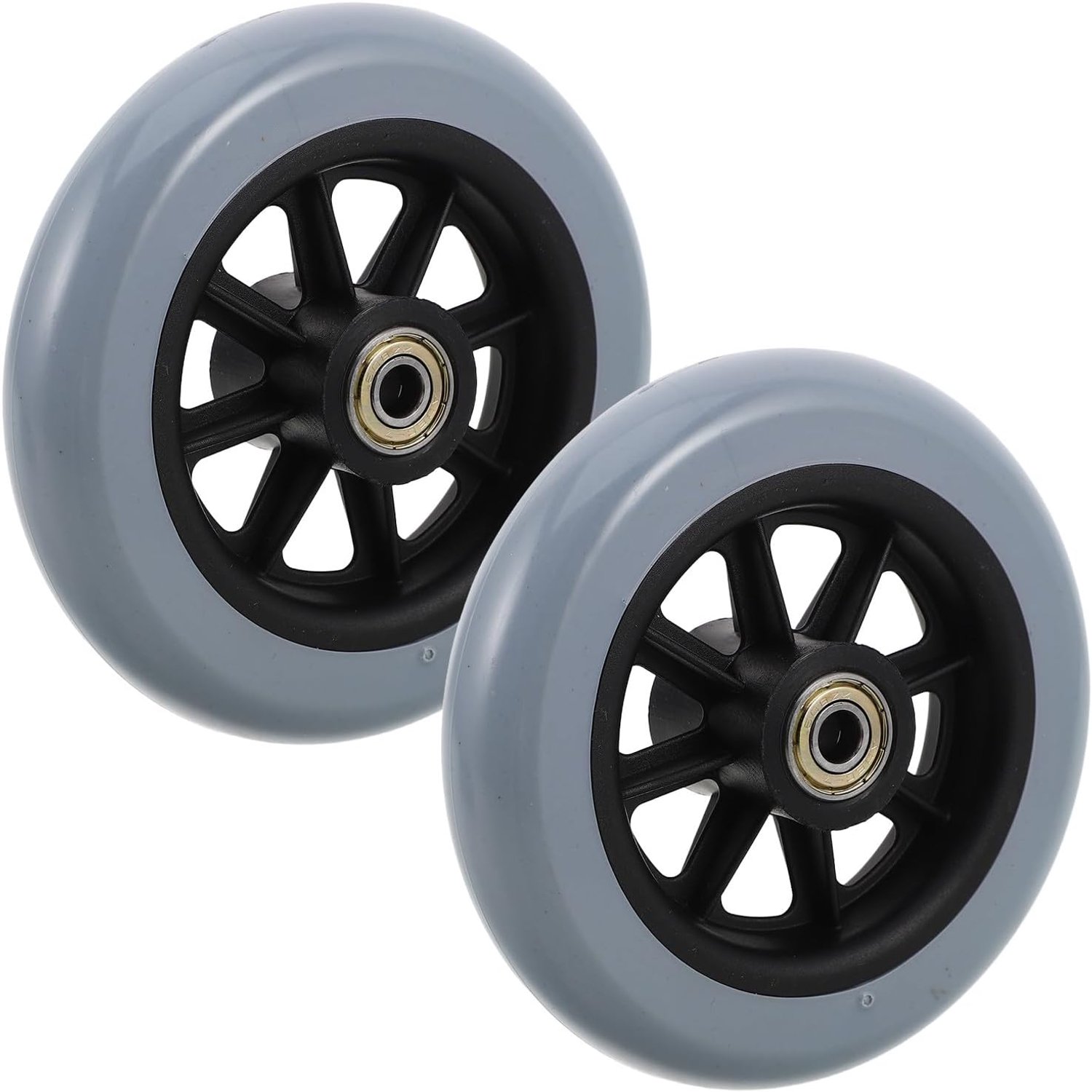 1 paar vervangende rolstoelbanden, 5 inch wielen voor rollator, geschikt voor mobiliteitshulpmiddelen voor ouderen, rubberen vervangingswielen voor rollator, zwenkwielen voor