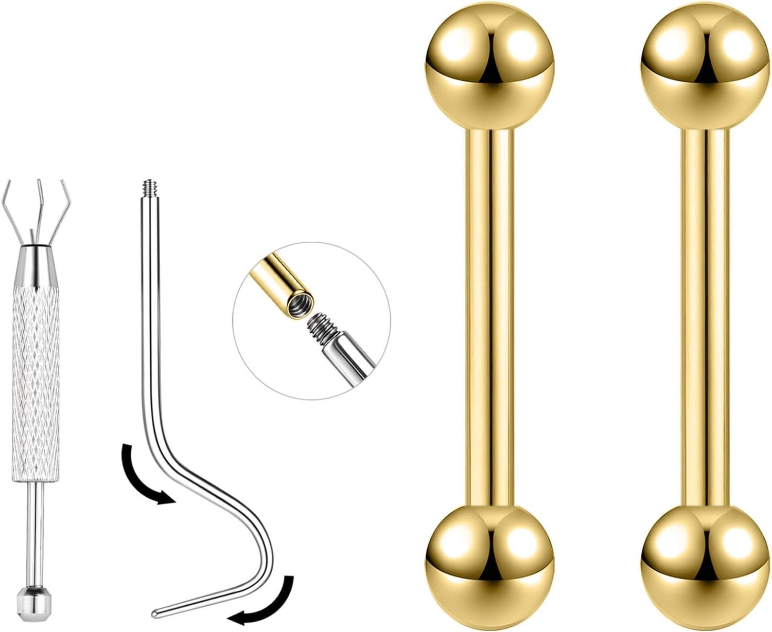 ZS 1 Paar 16G/18G Titanium Gebogen Rechte Barbell - Kleine Wenkbrauw Piercing Sieraden Tong Lip Rook Oor Rook Oor Ringen voor Vrouwen Mannen 6mm/8mm/10mm/12mm