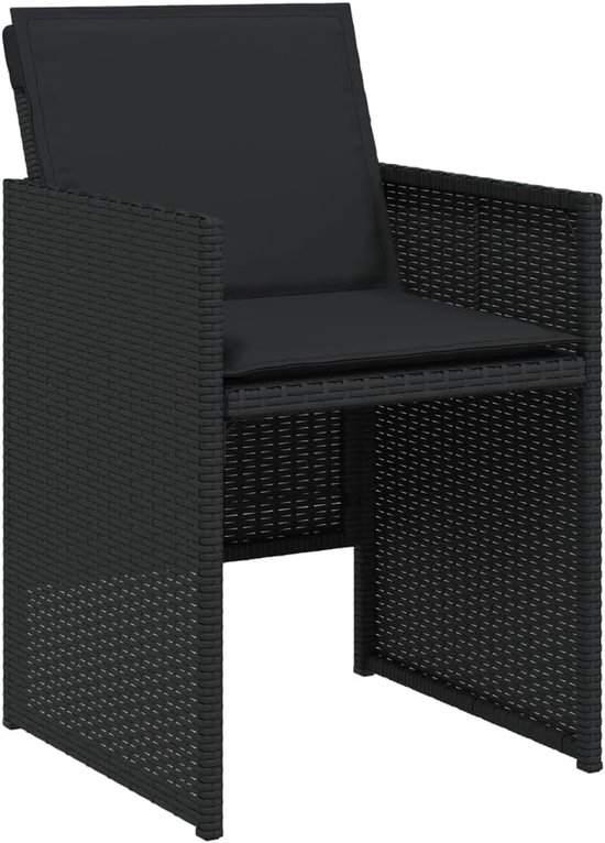 Poly rattan inklapbaar zwart glas 5 delig — afbeelding 4