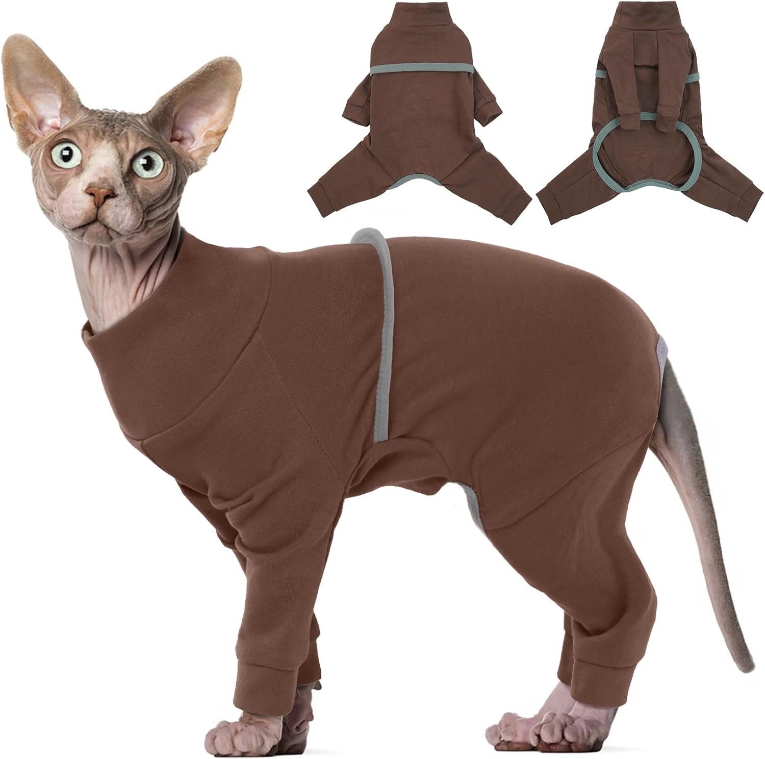 Sphynx Kattenkleding, ademende zachte kattentruien alleen voor katten, kattenjas met vier poten, kattenshirt, warme kattentruien, kattenpyjama, jumpsuit, vest voor Sphynx, Cornish Rex, Devon