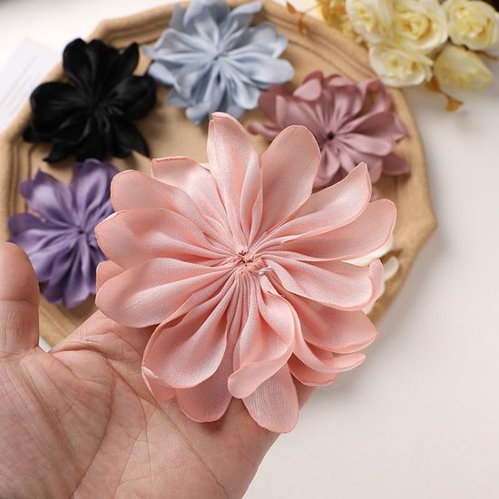 6 stuks kunstmatige bloem kleding decoratie accessoires, 11cm bloemkoppen voor het maken van haaraccessoires, lichtblauw — afbeelding 4
