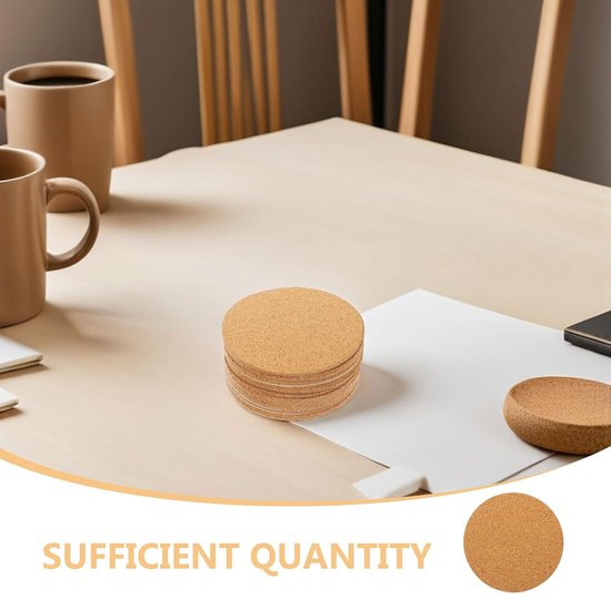 48 Stuks Delige Zelfklevende Ronde Kurkmatten Absorberend Hittebestendig Natuurlijke Kurken Onderzetters voor Meubels Potten Diy-bescherming tegen Vocht Krassen — afbeelding 3