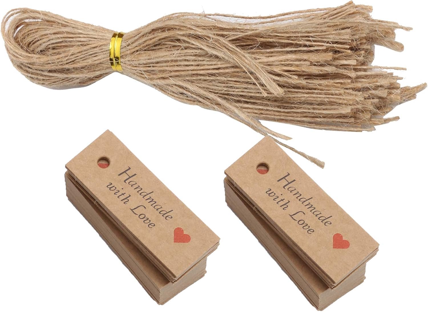 Srliya Cadeaukaartjes van Kraftpapier met Touw, 5x2cm