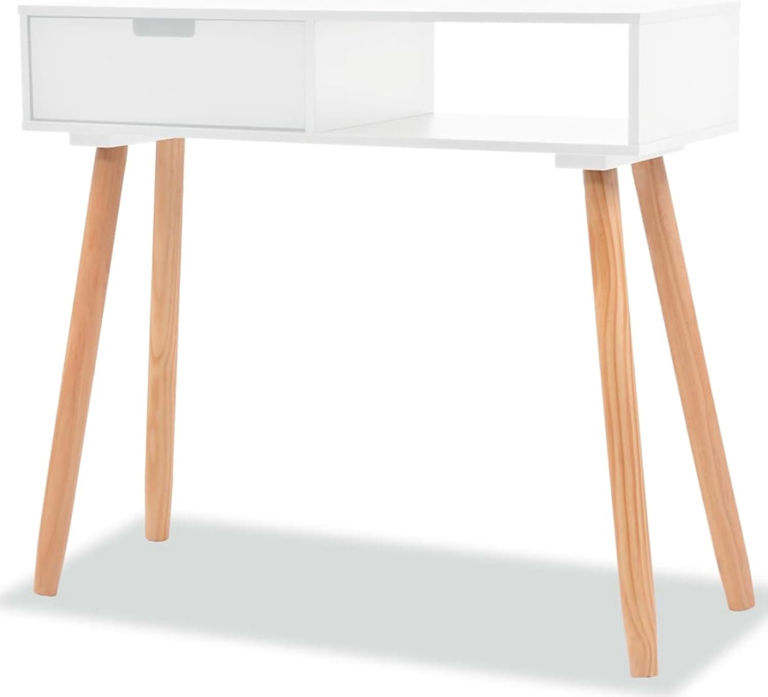 Consoletafel van massief grenenhout, 80 x 30 x 72 cm, wit, consoletafel, ingangstafel, consoletafel, moderne woonkamer (SPU: 244737)