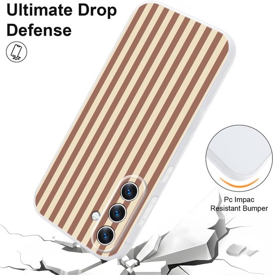 2 stuks telefoonhoesjes voor Samsung Galaxy A57 5G, esthetische strepen, strepenpatroon, motief voor vrouwen en meisjes, beschermhoes, zachte kleurrijke siliconen TPU dunne case, bruin en zwart — afbeelding 5