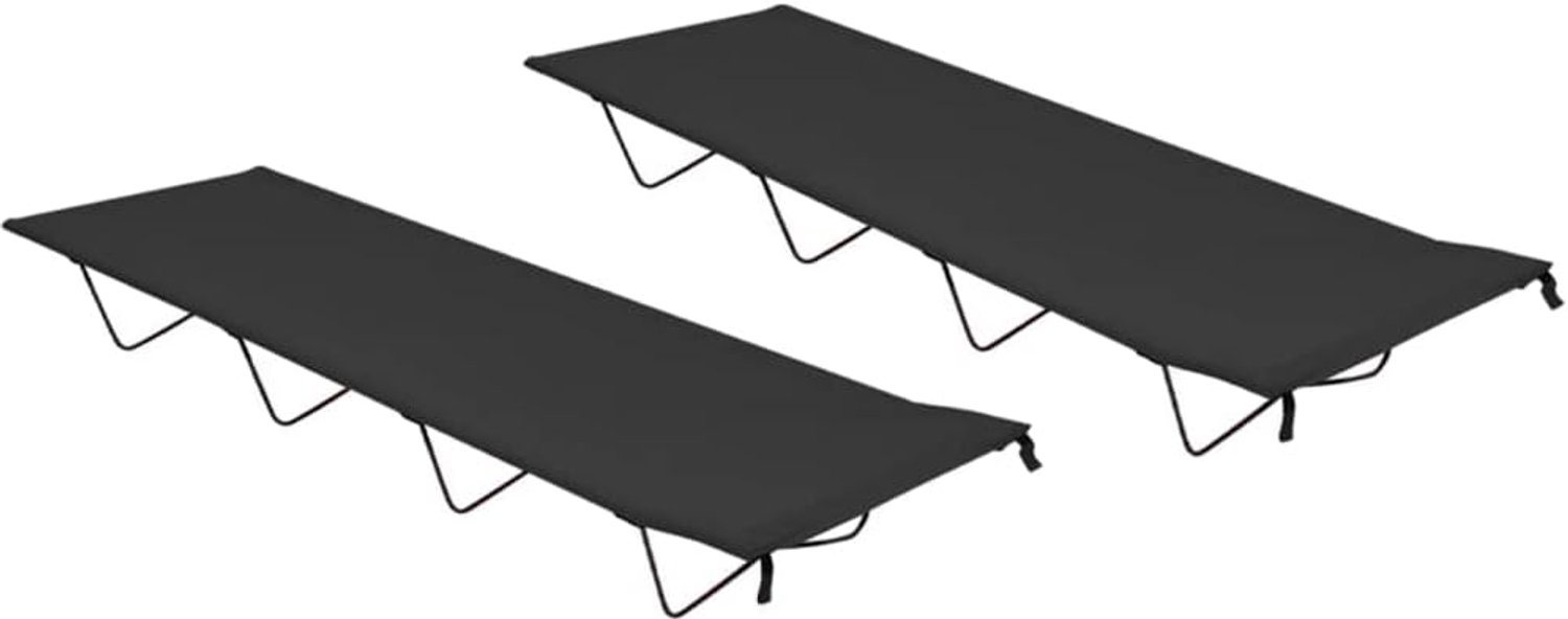 Set van 2 campingbedden, 180 x 60 x 19 cm, klapbed, veldbed voor outdoor, camping, wandelen, reizen, inklapbaar, zwart