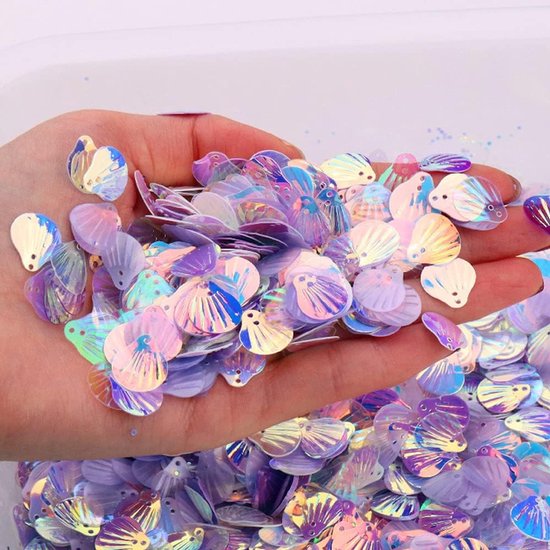 360 stuks Shell Pailletten, Shell-vorm pailletten voor knutselen Losse pailletten Cup Schillerende pailletten Handgemaakte DIY Creatieve kleur kralen Pailletten voor handwerk Huwelijksdecoratie 13mm — afbeelding 5