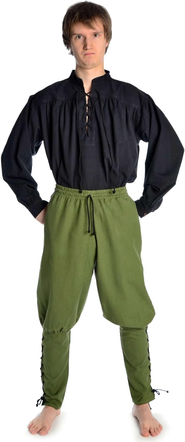 Vikingbroek voor heren, piratenbroek, middeleeuwse broek, S-XXXL, katoen
