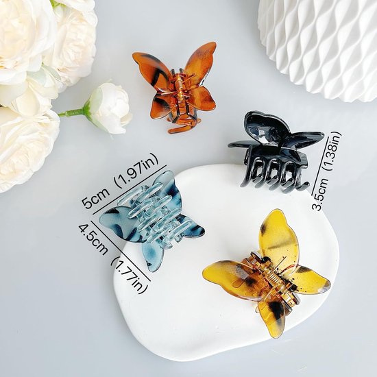 4 stuks vlinder haarclips kleine set haarspelden dames acryl haarclip voor vrouwen meisjes dun haarsieraad (kleur-1) — afbeelding 3