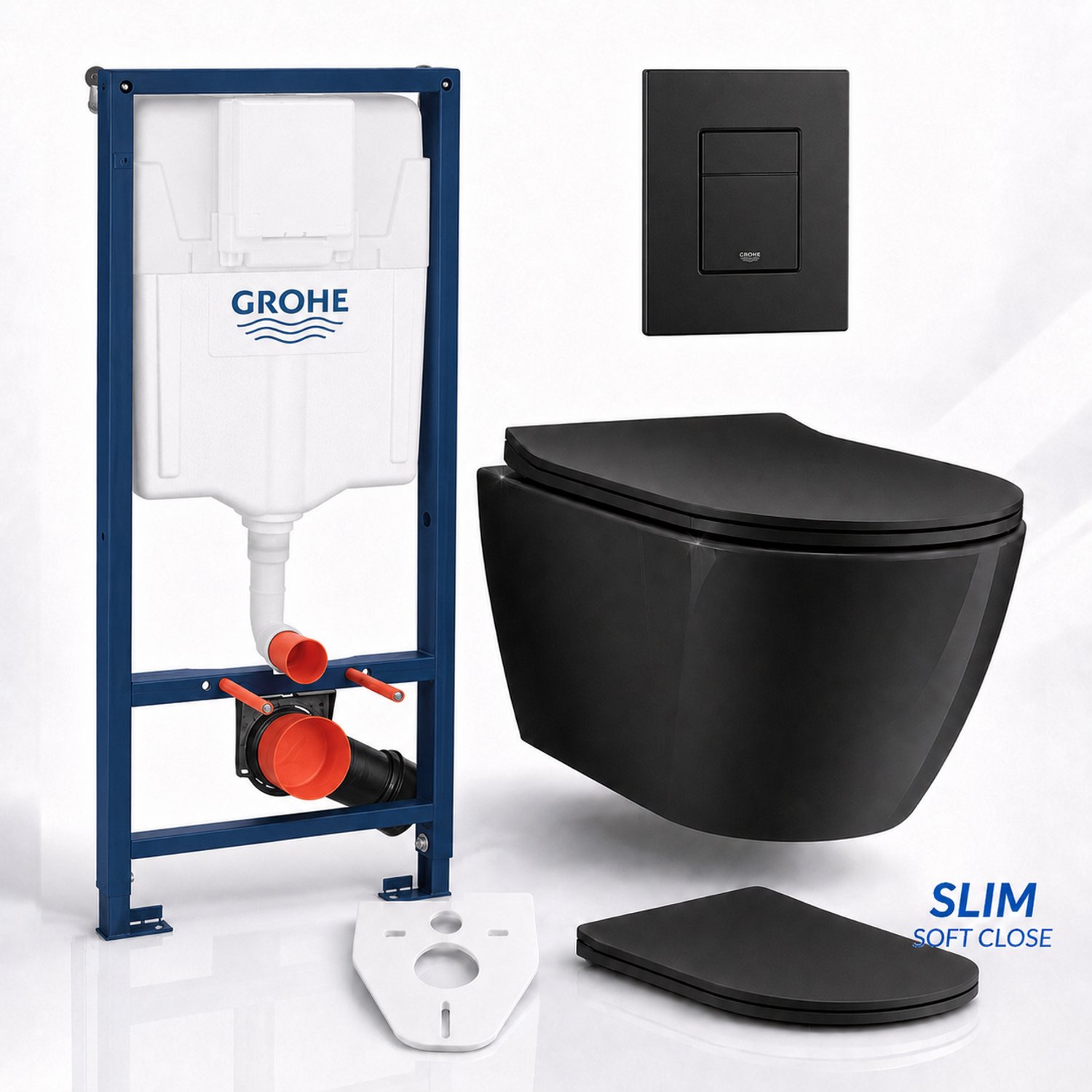 Badland toiletset - Grohe Rapid SL 5w1 FLOW M. - ROLO zwart - SkateC zwart - MWC.0058