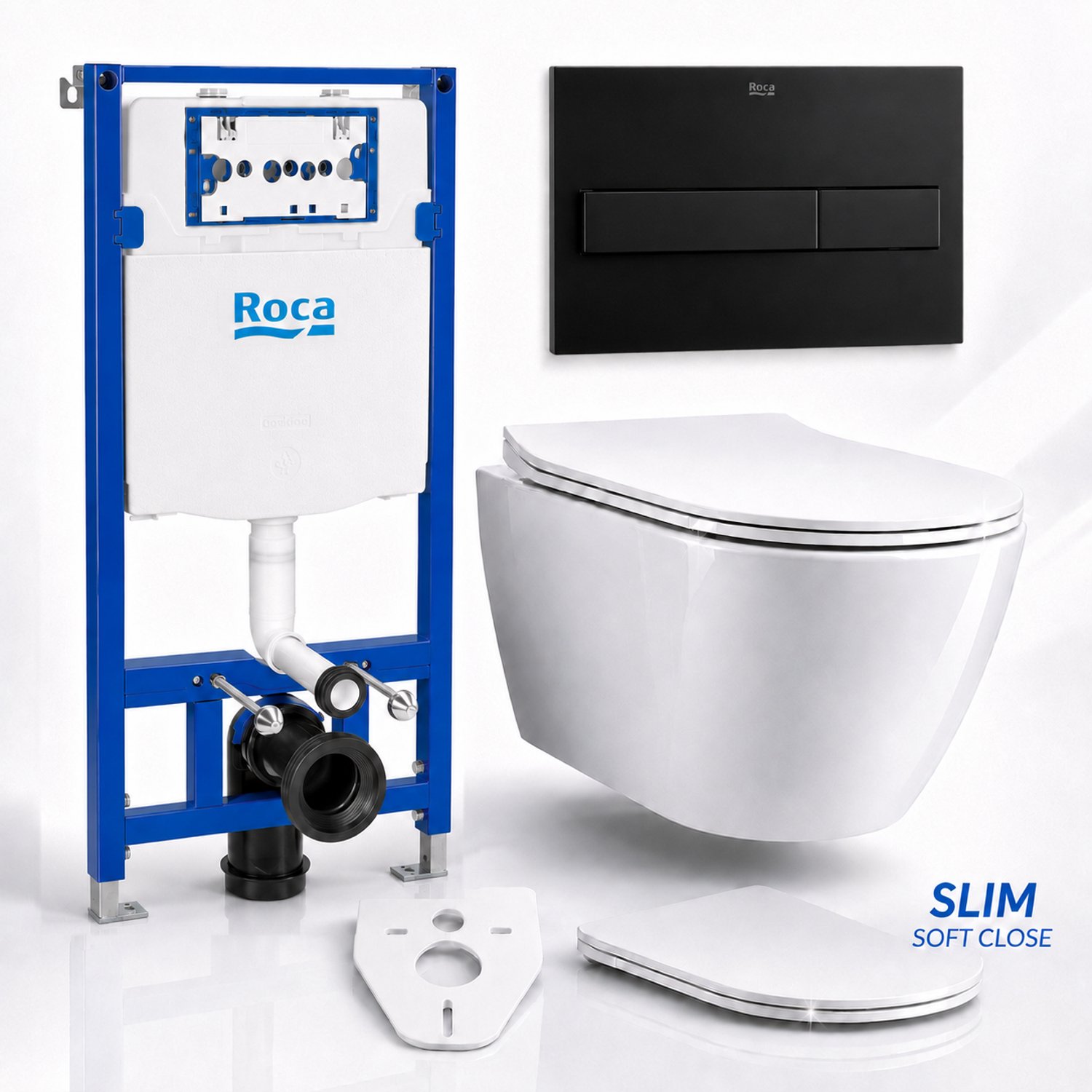 Badland toiletset - Roca DUPLO ONE - ROLO wit - PL7 zwart - A890188206