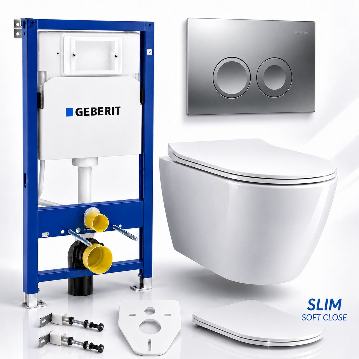 Badland toiletset - Geberit Duofix Basic Delta - ROLO wit - Delta25 rond chroom - 115125465