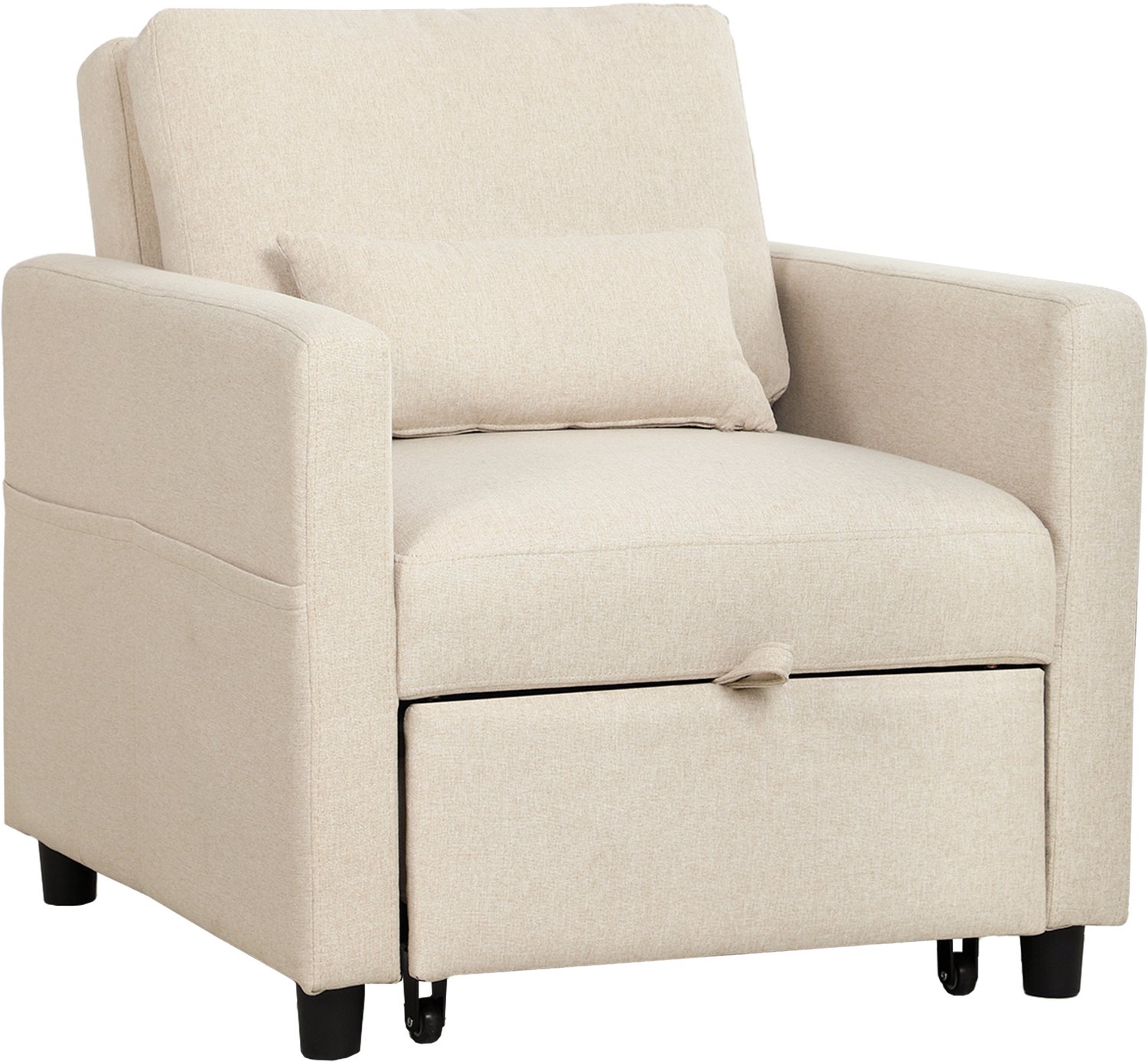 TEKROA® 3-in-1 slaapbank van stof - met linnenlook - en verstelbare rugleuning - crèmewit