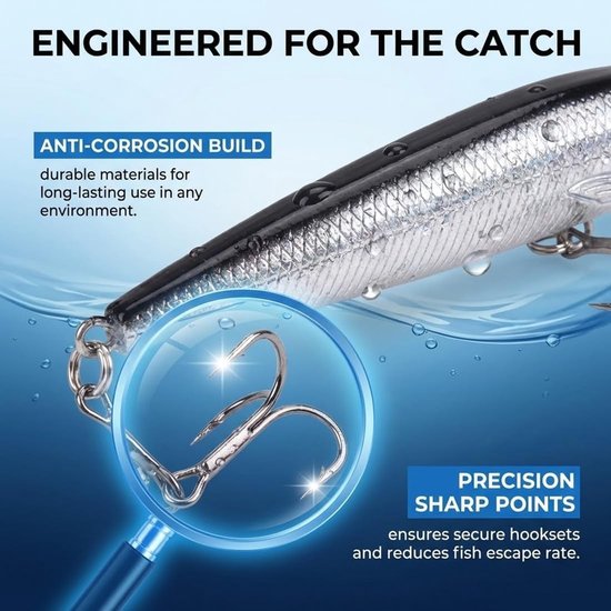 Set van 4 Realistische Spinners en Swimbaits voor Snoek, Baars en Zeevissen - Perfecte Visserscadeau voor Enthousiastelingen — afbeelding 3