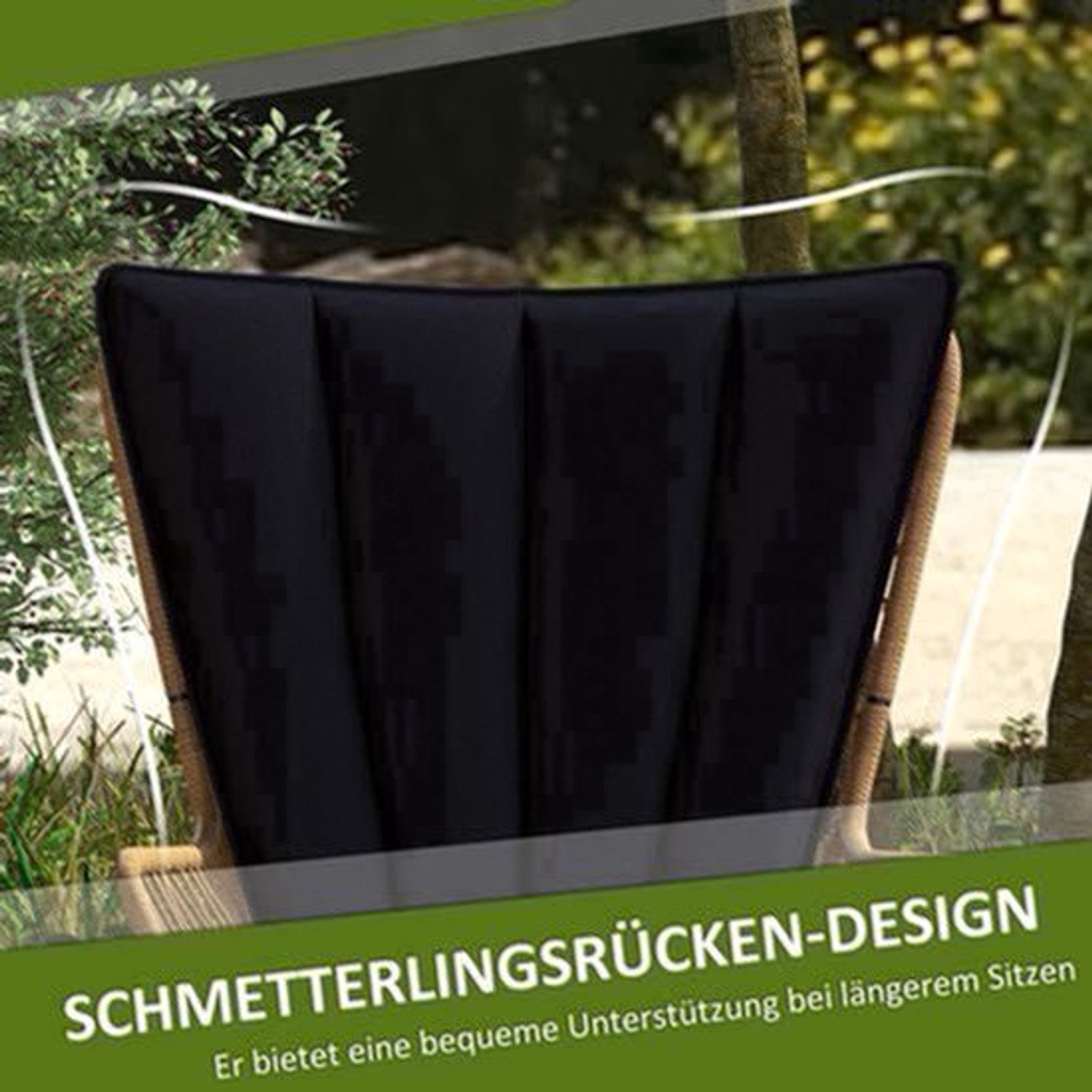 Bistro Set Balkon – Buitenmeubilair – Tuinset – Balkonset – Caféterras Set – Boho Stijl – Weerbestendig – Compact 76x66x96 cm – Mat Zwart
