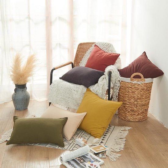 2 stuks eenvoudig gewassen katoen effen geperste rand kussensloop klassiek en tijdloos, pure kleur eenvoudige kussensloop, met elk bed is briljant 17,7x17,7 inch (groen — afbeelding 2