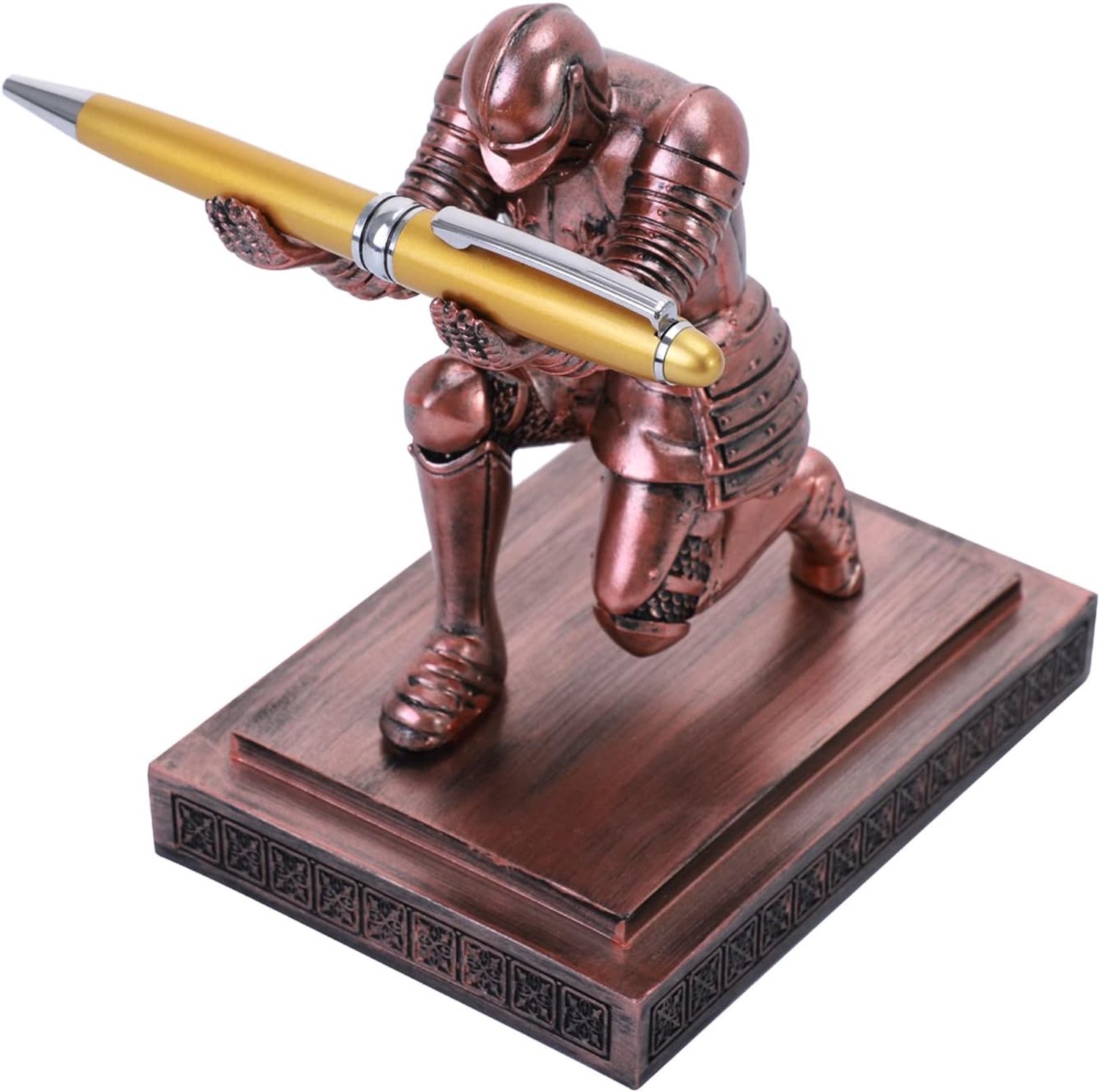 Knight Pennenhouder Bureau Ornament Hars Potlood Houders Bureau Accessoires en Organizer Voor Mannen met een Cool Pen (Brons)
