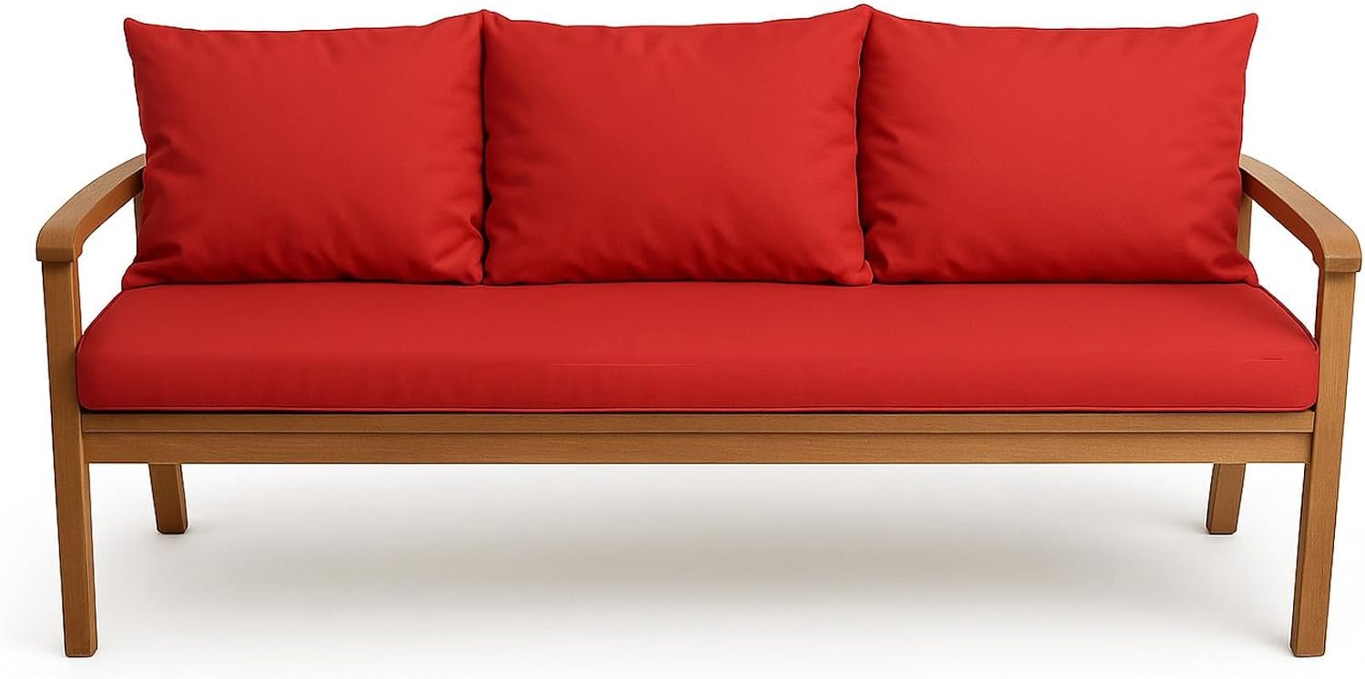 Bankkussen voor tuinbank - kussenbekleding voor & Hollywood schommel-tuinschommel kussen-hollywood schommel kussen-bankkussen outdoor (160 x 50 x 50 cm, rood)