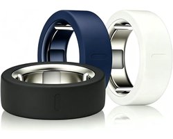 Yiko Siliconen hoezen compatibel met Oura Ring 5, 3 stuks smart-ring beschermhoezen, zachte, krasbestendige beschermhoezen, slijtvast, elastisch (zwart + donkerblauw + wit, S (maat 6-11))