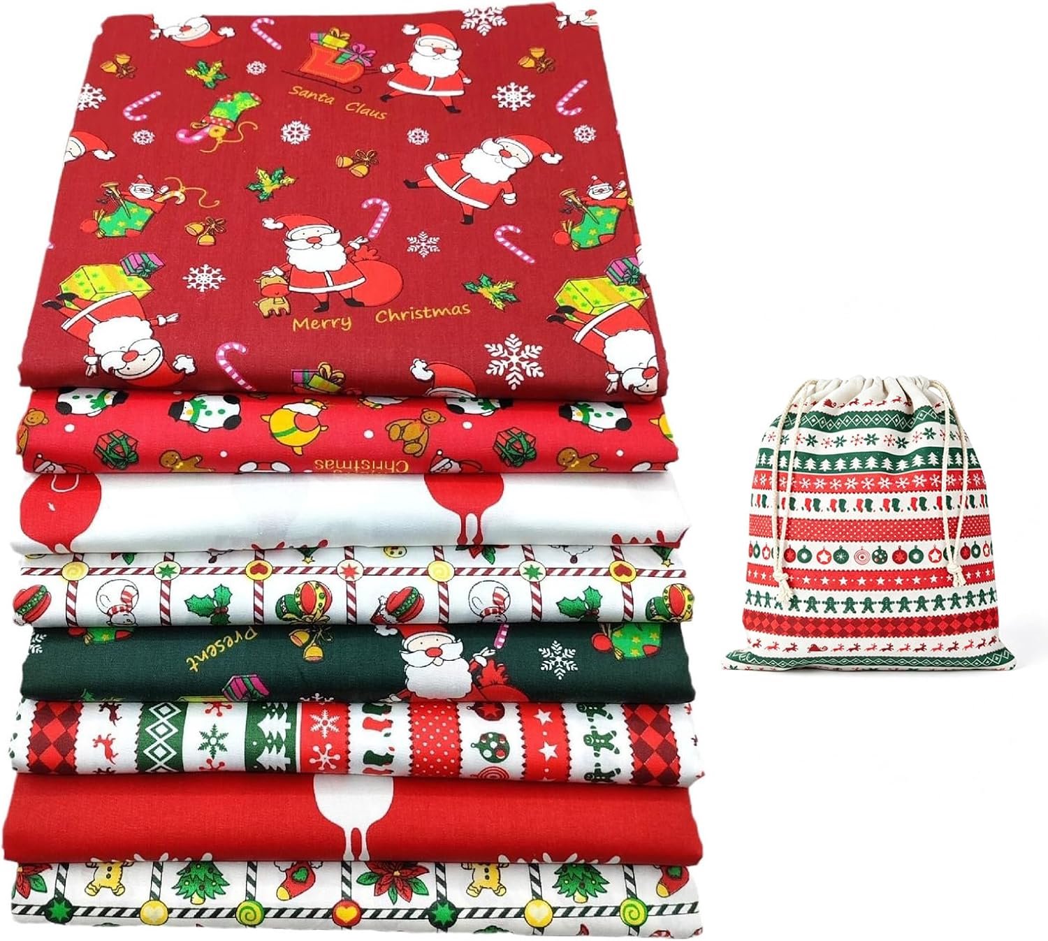 Set van 8 katoenen stof, 100% katoen, 40 x 50 cm, stoffen om te naaien, patchworkstoffen, doe-het-zelf knutselen, kerstdecoraties, quiltstukken, tafelkleden, veelzijdig voor handwerk