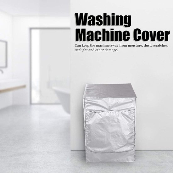 lyrlody Wasmachineafdekking, waterdichte afdekking voor de wasmachine met ritssluiting, stofdichte wasmachine-afdekking, zilver (L-opening) — afbeelding 3