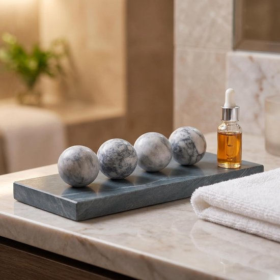 4 Stuks Delige Decoratieve Marmeren Look Stenen Ballen Natuurlijke Patroon Sferen voor Kommen Vazen Tafeldecoratie Multifunctionele Vuller voor Moderne Landelijke Woonstijlen — afbeelding 3