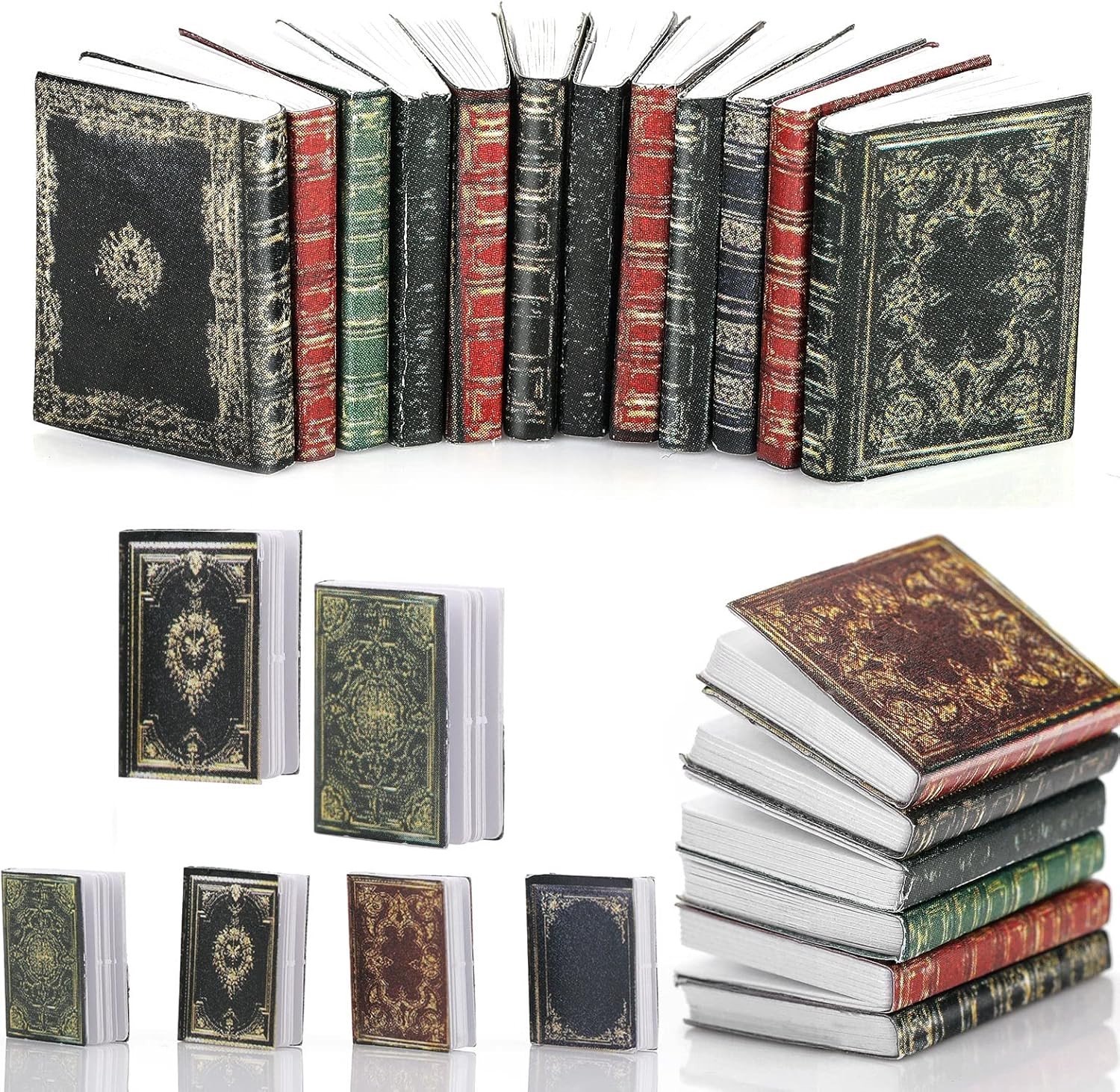 Miniatuurboeken voor poppenhuis - 12 stuks accessoires 1:12 - Decoratie voor studio en kamer, perfect voor interieurstyling en creatief speelgoed