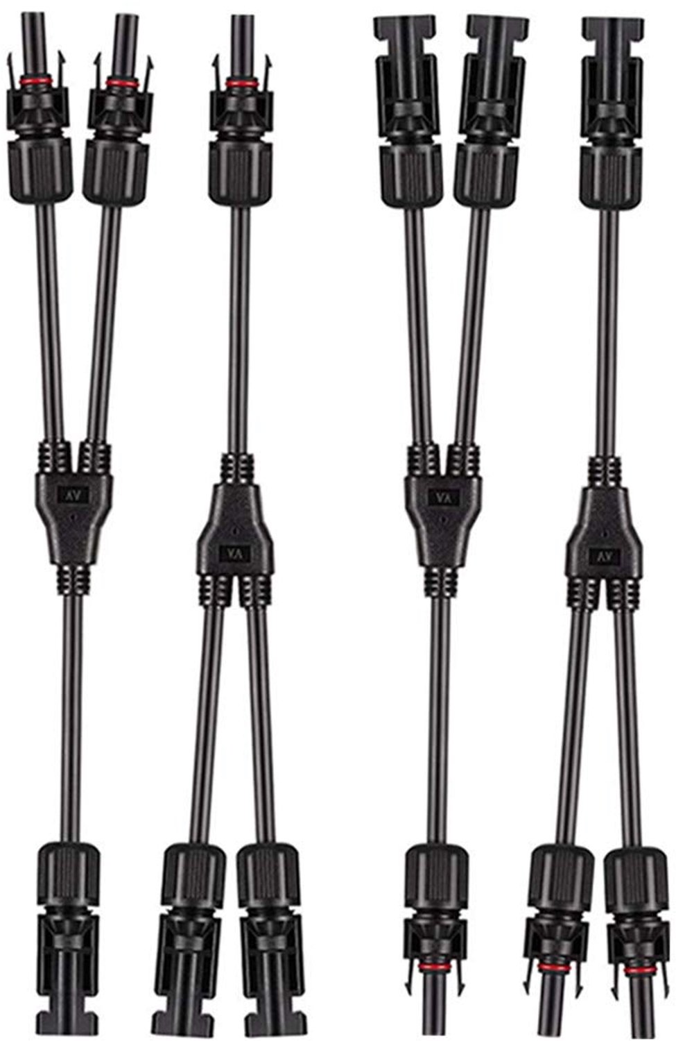 2 Paar Zonnepaneel Kabel Connector, Zonne Fotovoltaïsche Connector Y Aftakconnector MFF/FMM (Zwart)