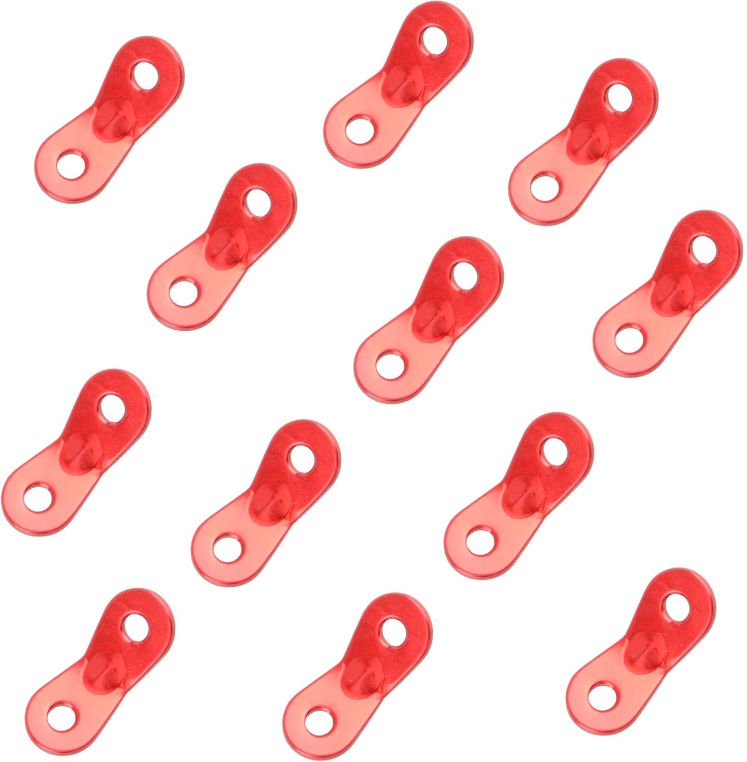 Triangulaire Tent Tensioners van Aluminium Legering, 12 Stuks voor Camping, Wandelen en Outdoor Activiteiten, Lichtgewicht en Duurzaam (Rood, 2 Gaten)