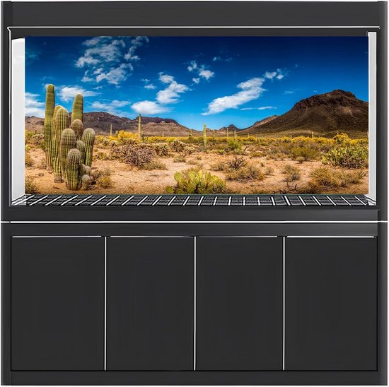 180x46cm Reptiel Habitat Achtergrond Blauwe Hemel Oase Cactus Woestijn Terrarium Achtergrond Vinyl Achtergrond — afbeelding 5