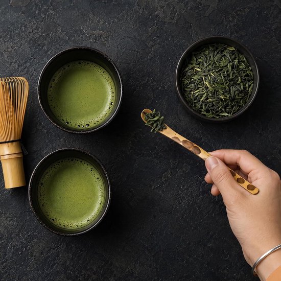 3 stuks bamboelepels matcha, 18 cm lang Chashaku — afbeelding 4