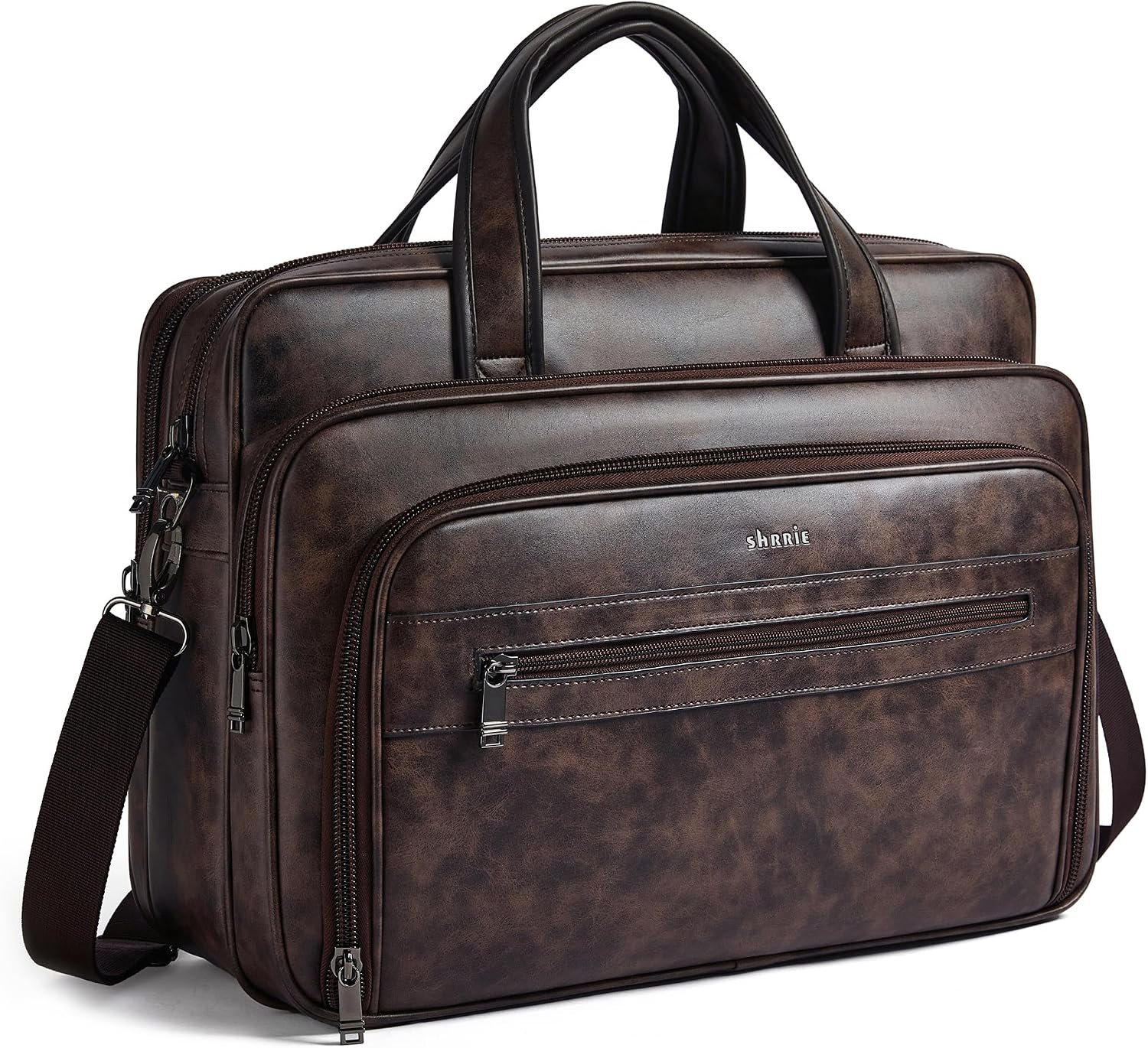 Shrrie Lederen Messenger Bag voor mannen en vrouwen 17 inch lederen laptoptas, waterbestendige grote schouder tas - ShopVlot