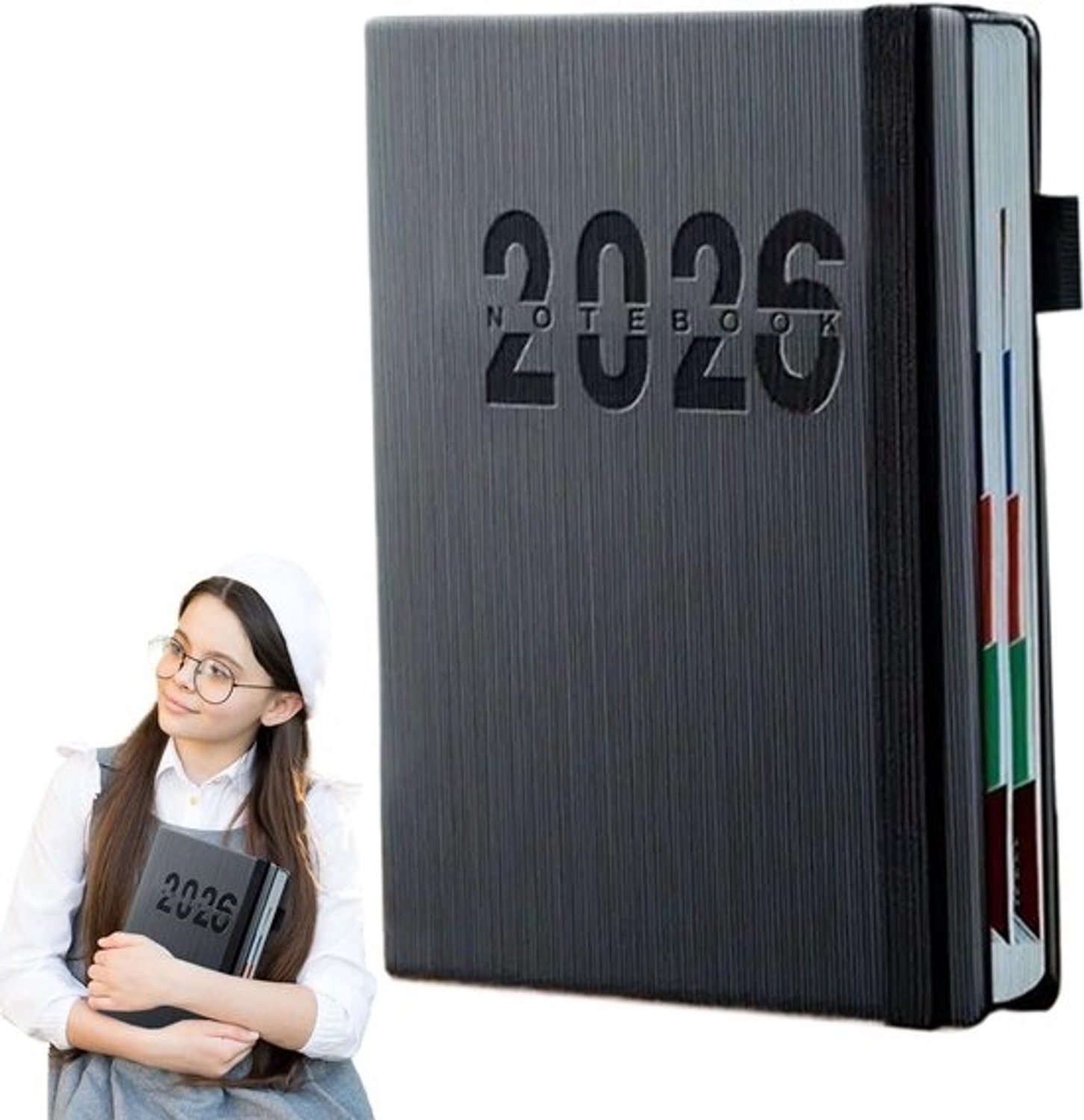 Agenda 2026 - Weekplanner en organizer - Voor dagelijkse planning - PU-leren kaft - A5-formaat - Donkergroen