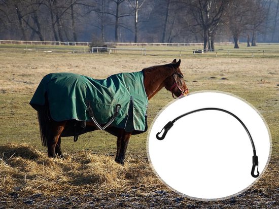 6 stuks paardendekenriemen, geplastificeerd staartkoord, kunststof ommanteld, zwart, vervangende beenriemen voor paardendekens, staartriem paard, rekbaar staartkoord voor winterbenodigdheden — afbeelding 4