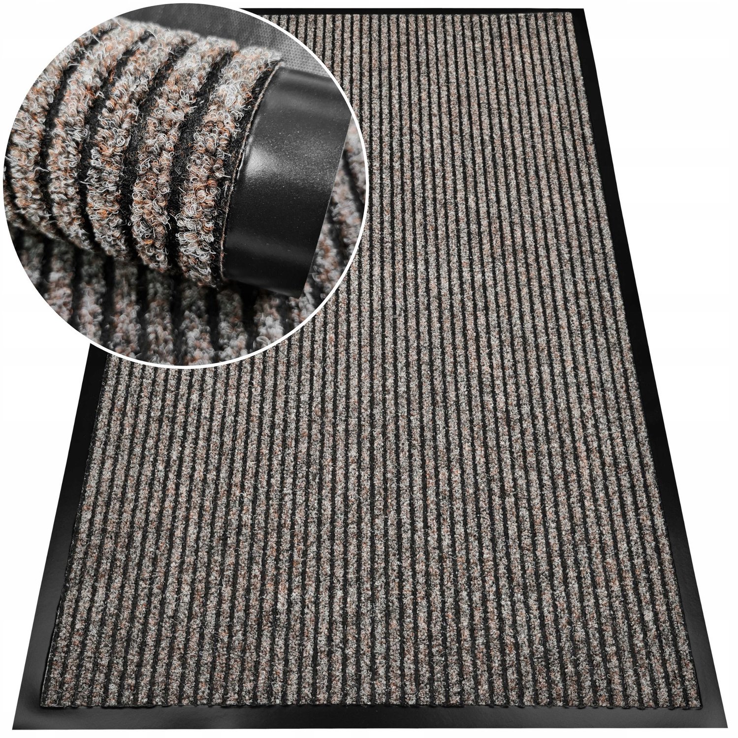 Beige Deurmat 40x60 cm - Antislip Rubberen Onderkant - Gestreept