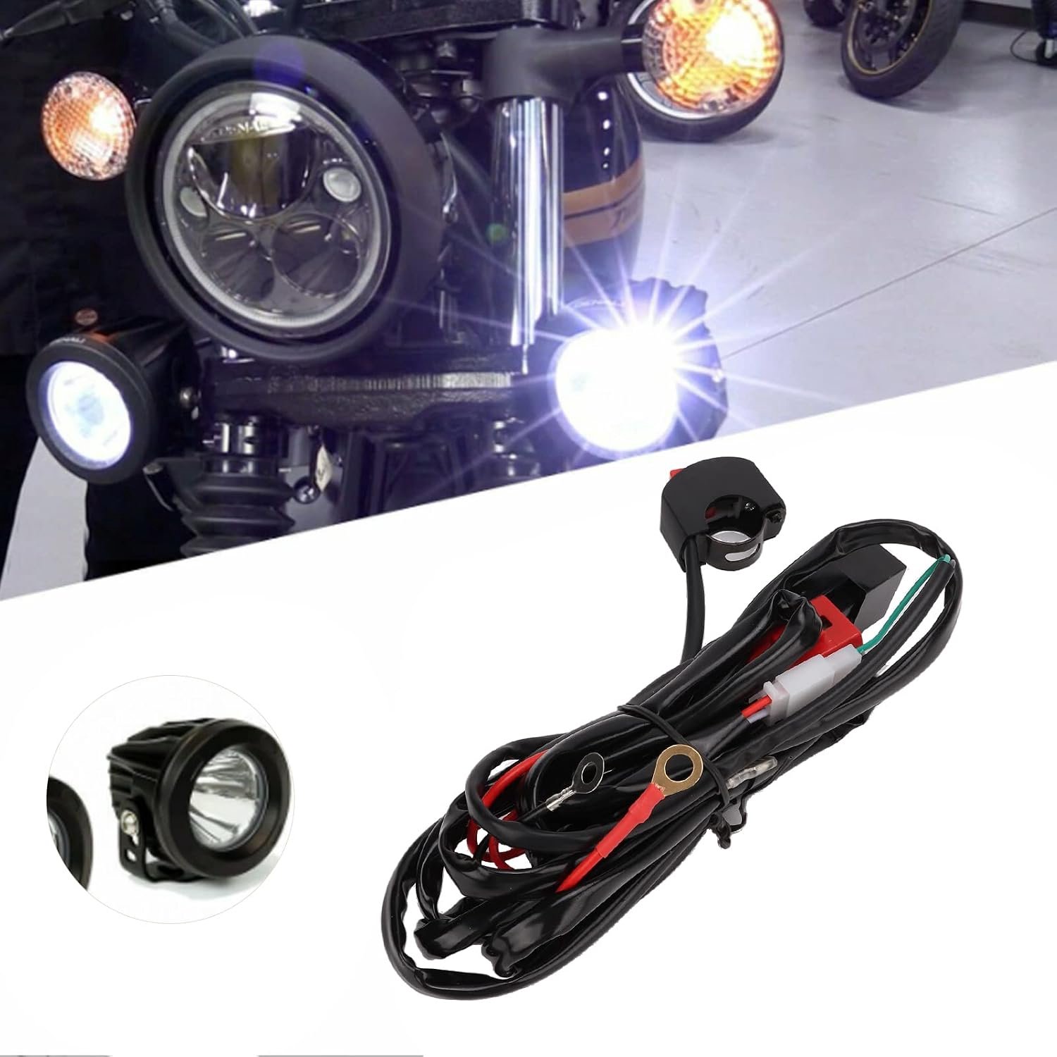 Motorfiets LED Kabelboom Kit 12V 40A Relais Schakelaar voor 9-32V Dirt Bikes ATV Elektrische Voertuigen, IP67 Waterdicht Zuiver Koperdraad PVC ABS > 30000u Levensduur