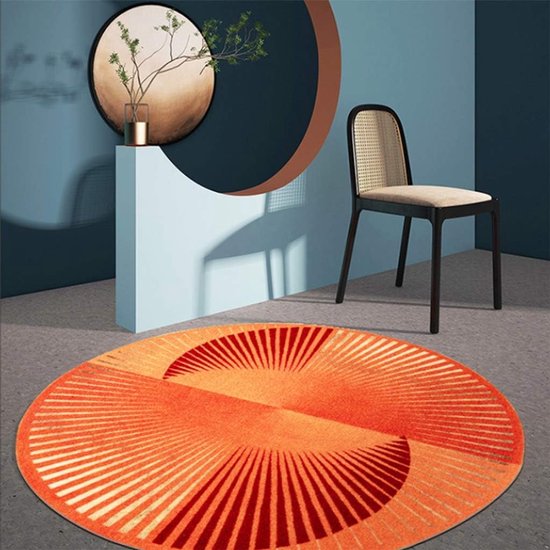 Tapijten Huishouden Super-groot Oranje Licht Luxe Tapijt, Creatief En Modieus Ronde Gradiënt Gestreepte tapijten, Woonkamer Slaapkamer Nachtkastmat (Kleur: Oranje, Maat: 3.3FT) — afbeelding 4