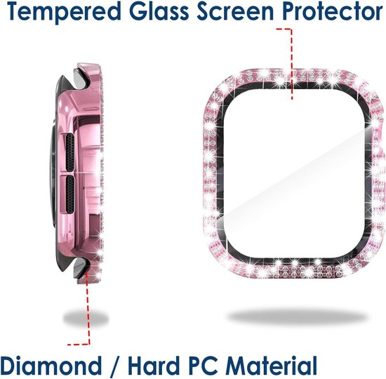 4 stuks Bling Harde PC Case met Glazen Screenprotector Compatibel met Apple Watch Series 10 46mm, Crystal Bumper Case Vervanging voor iWatch 46mm (Serie 10) — afbeelding 5