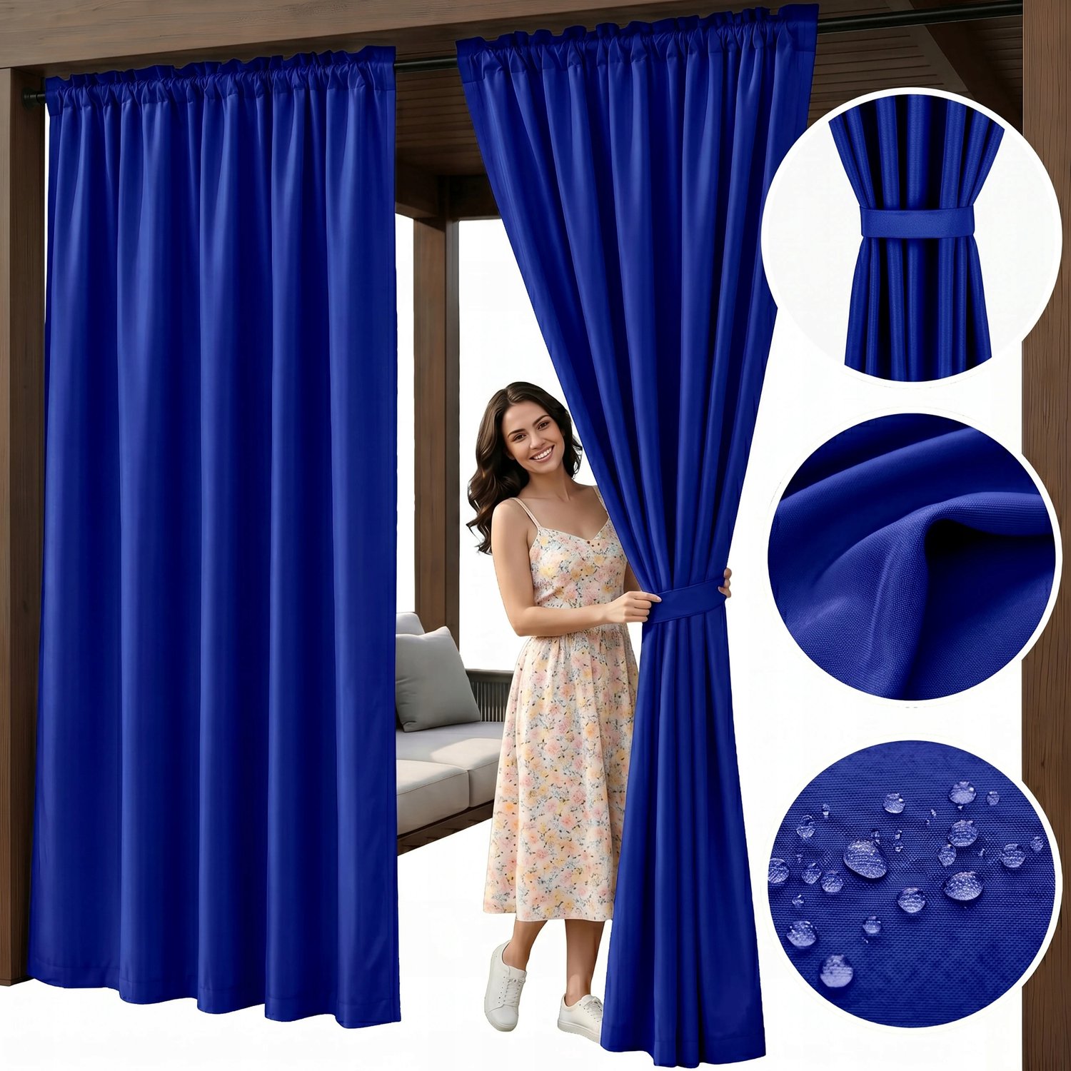 Waterdicht Terras Gordijn 155x190cm - OSTOJA Korenbloempluuk Premium