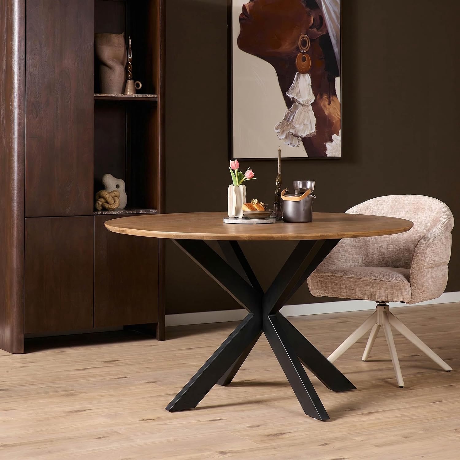 Mangohout eettafel Madison – Naturel – 110 cm