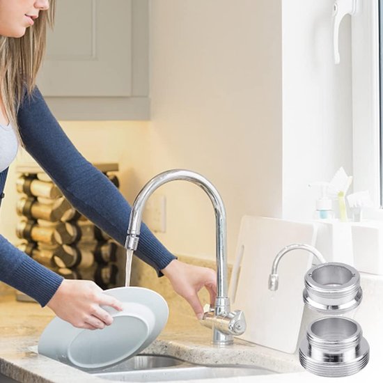 2 Stuks Kraanadapter 22mm naar 24mm Metalen Adapter Tap Beluchter 22mm naar 28mm Metalen Keukenkraan Aansluiting voor Tuinslang Waterfilter Keukenkraan Badkraan Standaard Slang via Omleider — afbeelding 3