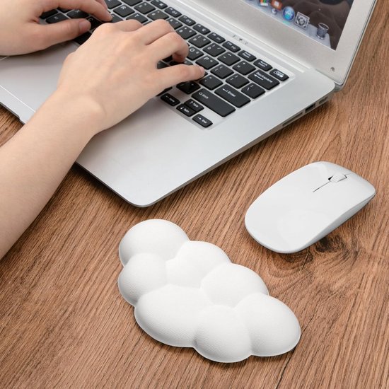 Polssteun voor muis in wolkenvorm, ergonomische polssteun voor muis, van traagschuim, wit, voor computer, kantoor, thuis — afbeelding 2