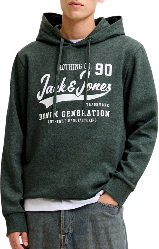 Donkergroene hoodie met 'Jack & Jones' logo in wit.