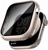 Stravo Case / Hoesje voor Apple Watch Series 12 42mm – Full Cover met Privacy Screenprotector – Anti-Spy Hardcase Beschermhoesje – Starlight