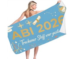 Beach Towel Abitur 2026 Gifts, Microfibre Beach Towel 80 x 160 cm, Bath Towel, Blue for Graduation, Birthday, Shower, Swimming (Brown)