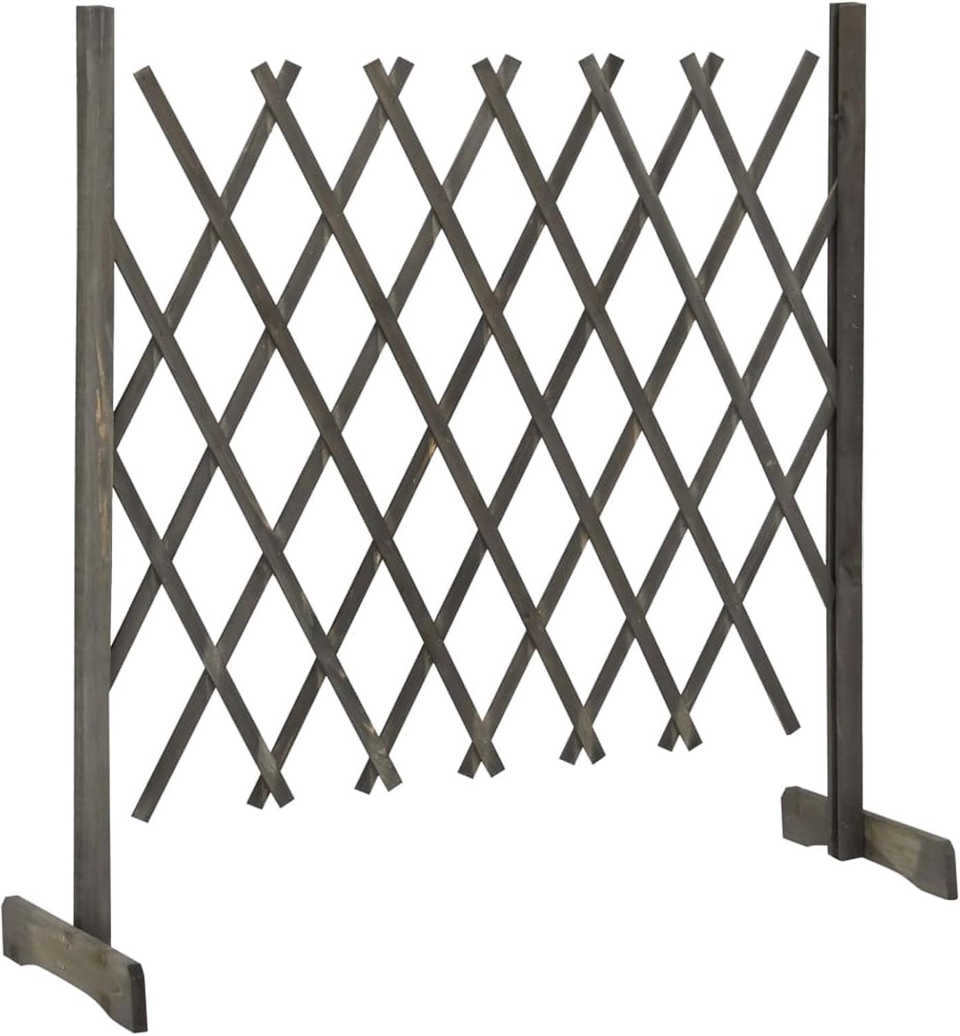 Uitbreidend groen hekwerk, massief houten hekwerk, tuindecoratie voor tuinders en eigenaren van huisdieren, grijs, 120 x 90 cm